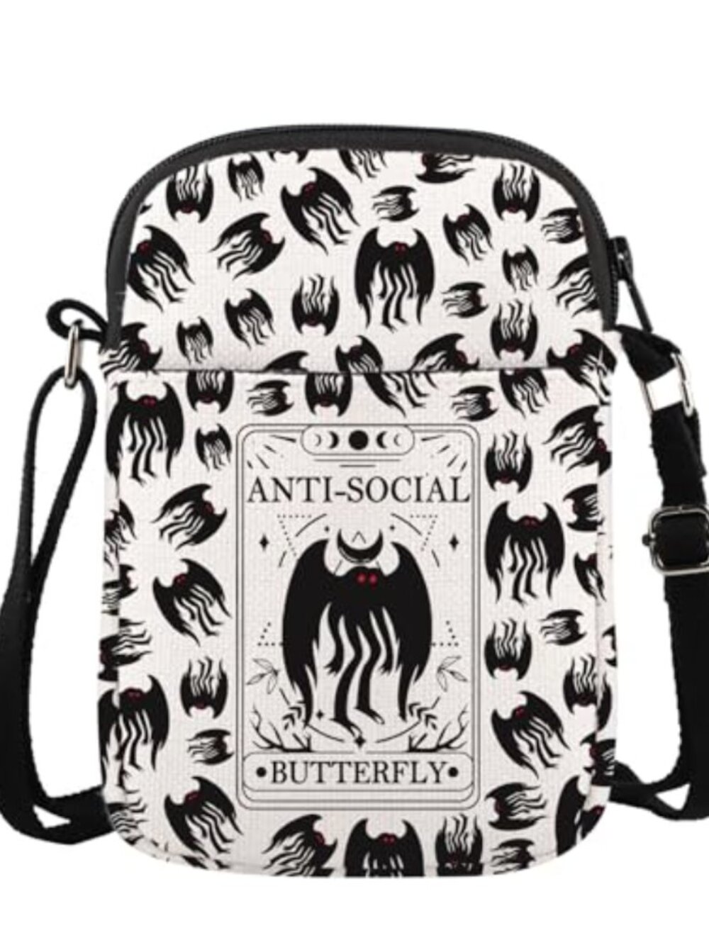 Mothman Tarot Canvas Tote Bag Antisocial Butterfly Reusable Polyester